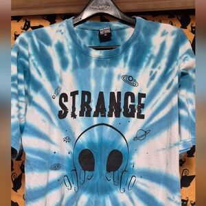Hype Means Nothing Blue STRANGE Tie-Dye Tee with Alien Graphic